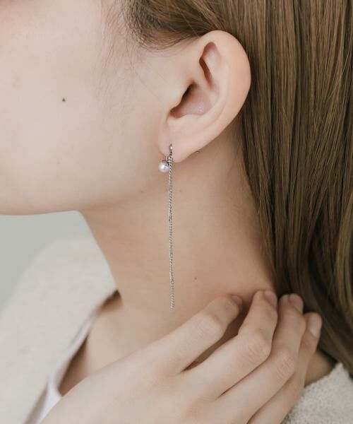 SMELLY / スメリー ピアス・イヤリング | ステンレスパールシンプルチェーンピアス | 詳細3