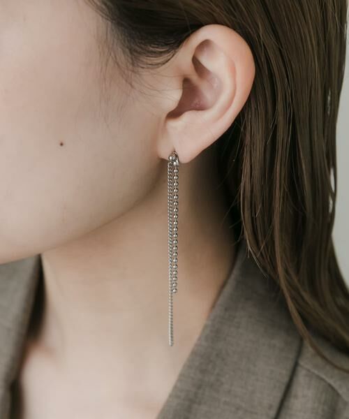 SMELLY / スメリー ピアス・イヤリング | ステンレスダブルシンプルチェーンピアス | 詳細3