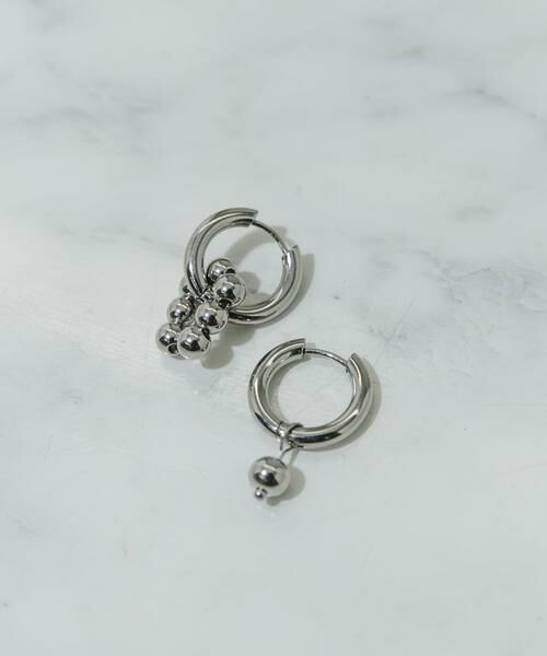 SMELLY / スメリー ピアス・イヤリング | ステンレスアシメメタルボール2WAYピアス | 詳細1