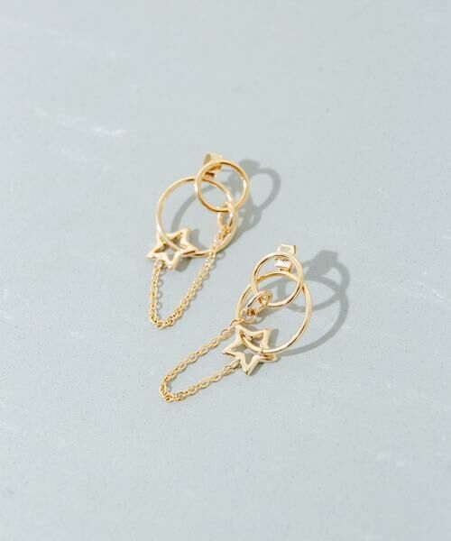 SMELLY / スメリー ピアス・イヤリング | サークルスターチェーンコンビピアス | 詳細1