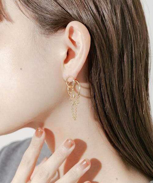 SMELLY / スメリー ピアス・イヤリング | サークルスターチェーンコンビピアス | 詳細2