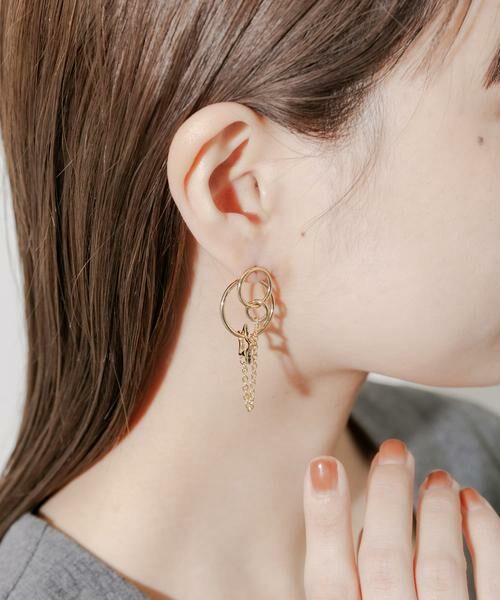 SMELLY / スメリー ピアス・イヤリング | サークルスターチェーンコンビピアス | 詳細3