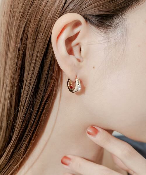 SMELLY / スメリー ピアス・イヤリング | ポイントビジューフープピアス | 詳細3