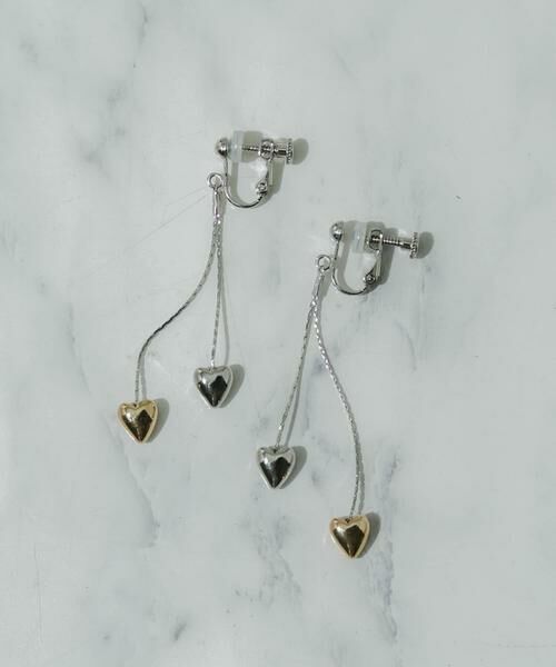 SMELLY / スメリー ピアス・イヤリング | ダブルハートドロップイヤリング | 詳細1