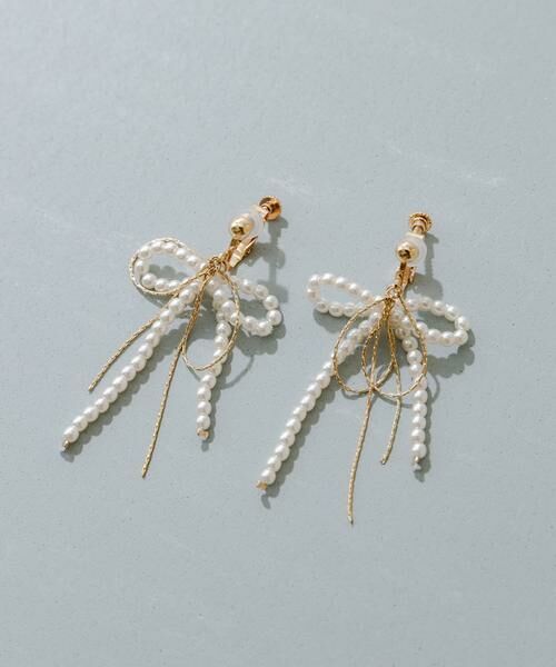 SMELLY / スメリー ピアス・イヤリング | パールリボンモチーフイヤリング | 詳細1