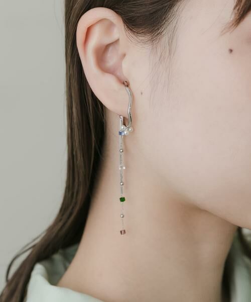 SMELLY / スメリー ピアス・イヤリング | カラービジューチェーンイヤカフ | 詳細1
