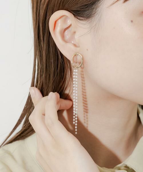 SMELLY / スメリー ピアス・イヤリング | メタルオーバルパールチェーンイヤリング | 詳細2