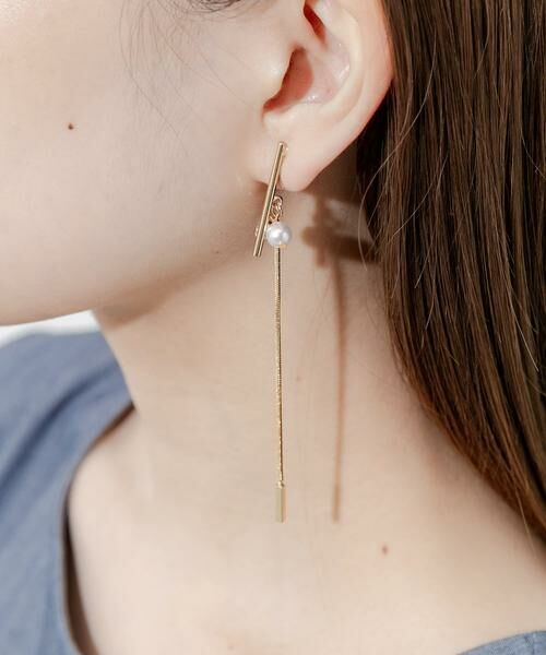 SMELLY / スメリー ピアス・イヤリング | パールビジューメタルロングイヤリング | 詳細2