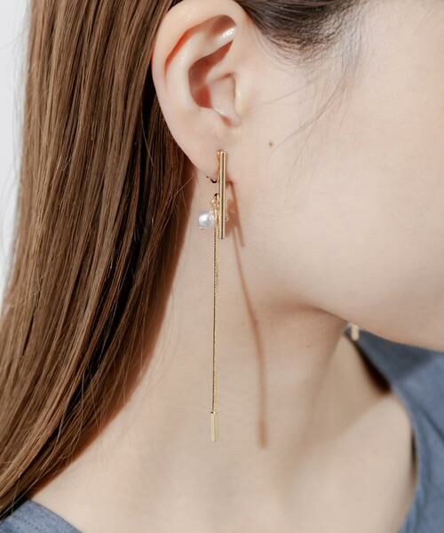 SMELLY / スメリー ピアス・イヤリング | パールビジューメタルロングイヤリング | 詳細3