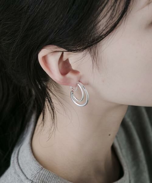 SMELLY / スメリー ピアス・イヤリング | メタルラインダブルフープイヤリング | 詳細2