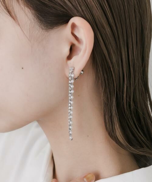 SMELLY / スメリー ピアス・イヤリング | ビジューパールロングチェーンイヤリング | 詳細1