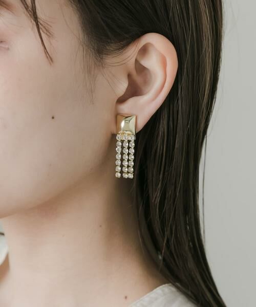 SMELLY / スメリー ピアス・イヤリング | メタルスクエアビジューチェーンイヤリング | 詳細4