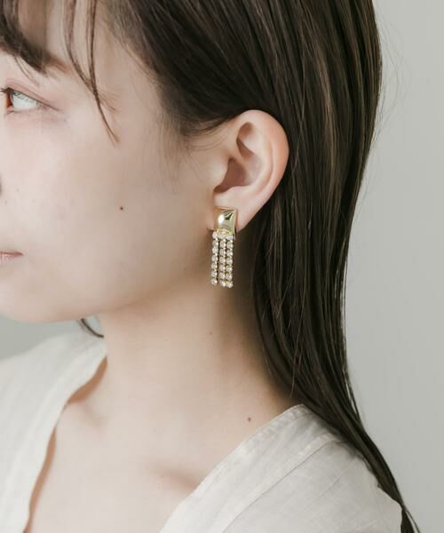 SMELLY / スメリー ピアス・イヤリング | メタルスクエアビジューチェーンイヤリング | 詳細6