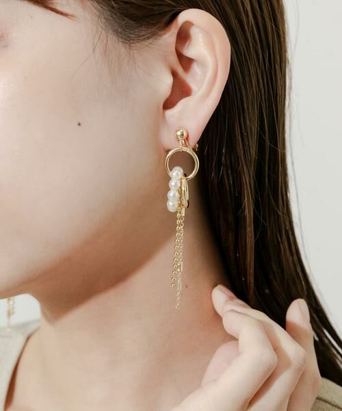 SMELLY / スメリー ピアス・イヤリング | パールリングチェーンイヤリング | 詳細5