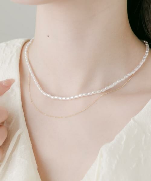 SMELLY / スメリー ネックレス・ペンダント・チョーカー | パールハートチェーンレイヤードネックレス | 詳細1