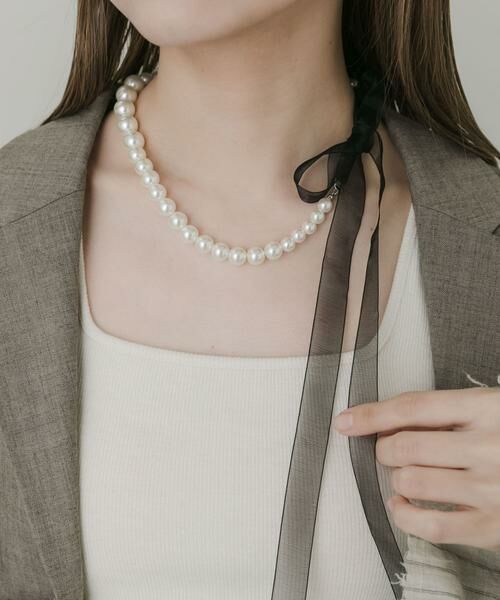 SMELLY / スメリー ネックレス・ペンダント・チョーカー | シアーリボンパールネックレス | 詳細1