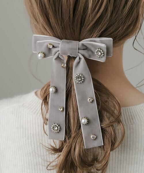 SMELLY / スメリー カチューシャ・カチューム・その他 | ビジューベロアリボンバレッタ | 詳細2