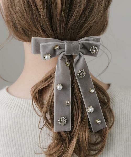 SMELLY / スメリー カチューシャ・カチューム・その他 | ビジューベロアリボンバレッタ | 詳細3