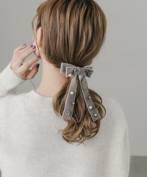 SMELLY / スメリー カチューシャ・カチューム・その他 | ビジューベロアリボンバレッタ | 詳細4