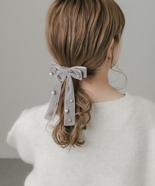 SMELLY / スメリー カチューシャ・カチューム・その他 | ビジューベロアリボンバレッタ | 詳細5