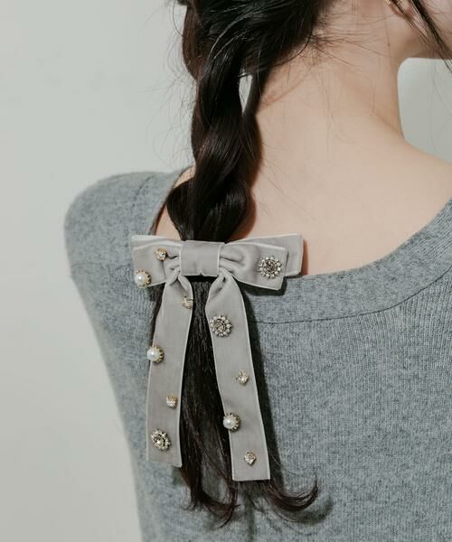 SMELLY / スメリー カチューシャ・カチューム・その他 | ビジューベロアリボンバレッタ | 詳細6