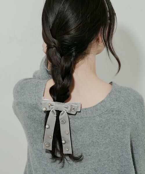 SMELLY / スメリー カチューシャ・カチューム・その他 | ビジューベロアリボンバレッタ | 詳細7