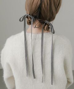 SMELLY / スメリー ヘアアクセサリー | ギンガムチェックリボン2セットヘアカフ