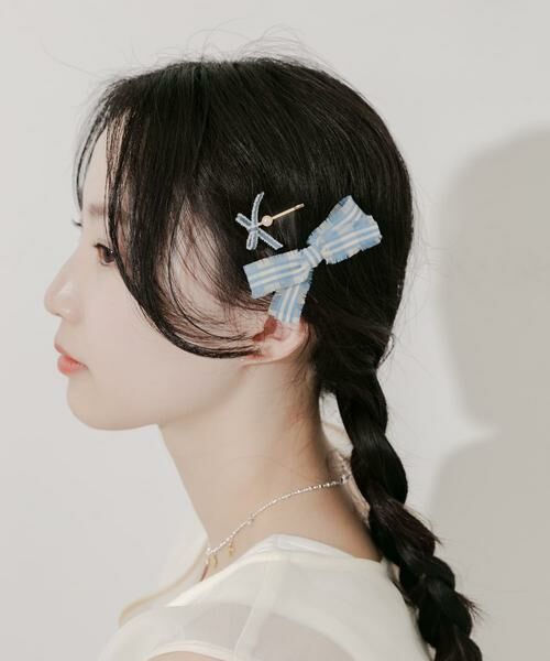 SMELLY / スメリー カチューシャ・カチューム・その他 | チェックリボン2セットピン | 詳細2