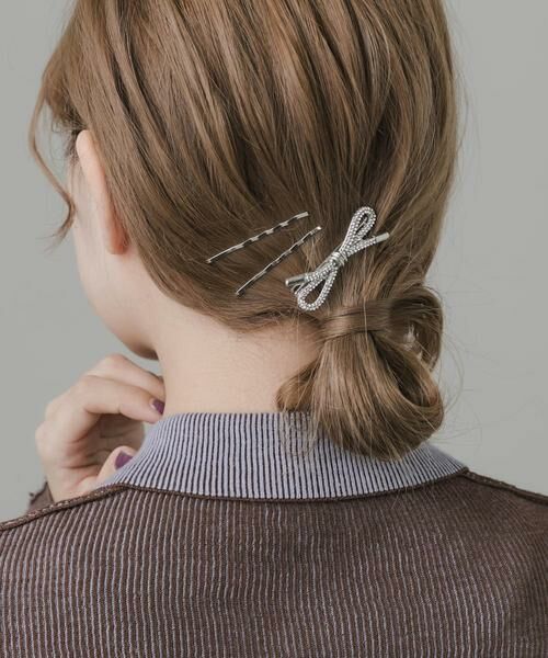 SMELLY / スメリー ヘアアクセサリー | ビジューリボンモチーフ3セットピン | 詳細4