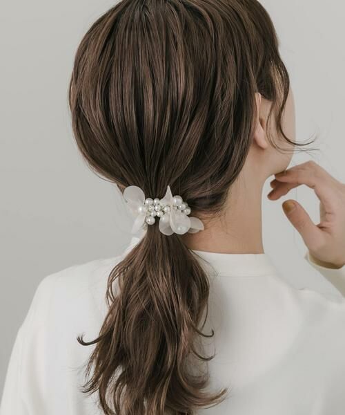 SMELLY / スメリー ヘアゴム・シュシュ | ランダムパールリボンヘアゴム | 詳細1