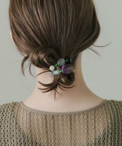 シュシュ  ヘアゴム  パープル/ブラック Jewel VOX シュシュ ヘアゴム 40代 50代 ブランド パイピング