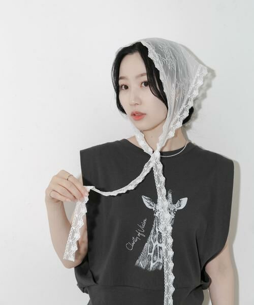 SMELLY / スメリー バンダナ・スカーフ | スカラップレースバブーシュカ | 詳細3