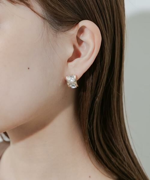 SMELLY / スメリー ピアス・イヤリング | レクタングルカーブビジューピアス | 詳細4