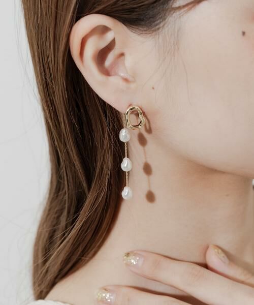 SMELLY / スメリー ピアス・イヤリング | トリプルパールチェーンピアス | 詳細4