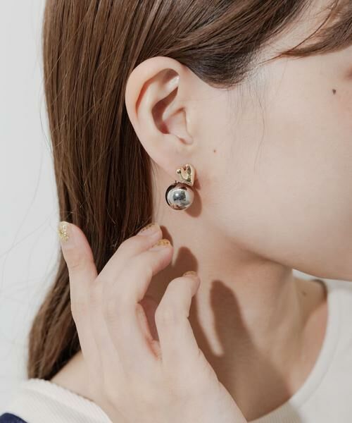 SMELLY / スメリー ピアス・イヤリング | メタルハートコンビピアス | 詳細4