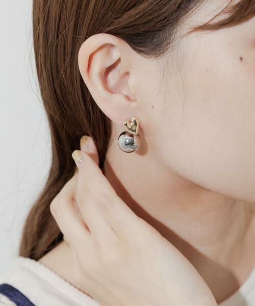 SMELLY / スメリー ピアス・イヤリング | メタルハートコンビピアス | 詳細5