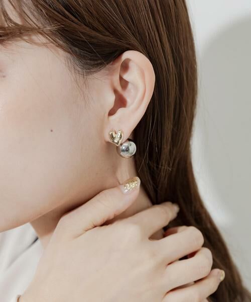 SMELLY / スメリー ピアス・イヤリング | メタルハートコンビピアス | 詳細6