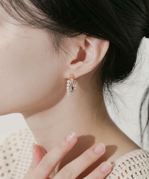 SMELLY / スメリー ピアス・イヤリング | パールラインメタルフープピアス | 詳細1
