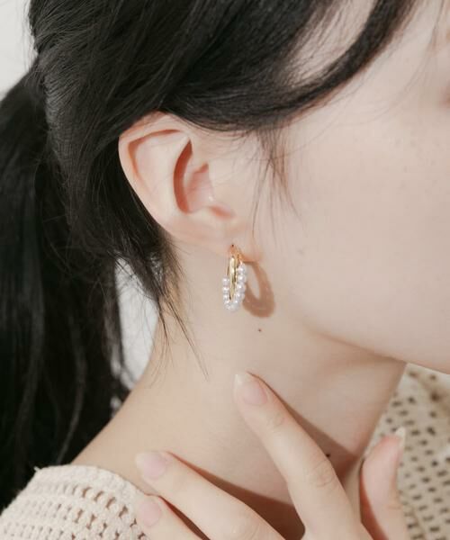 SMELLY / スメリー ピアス・イヤリング | パールラインメタルフープピアス | 詳細2