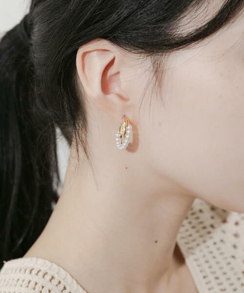 SMELLY / スメリー ピアス・イヤリング | パールラインメタルフープピアス | 詳細3