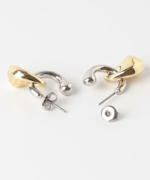 SMELLY / スメリー ピアス・イヤリング | ニュアンスカーブコンビメタルピアス | 詳細5