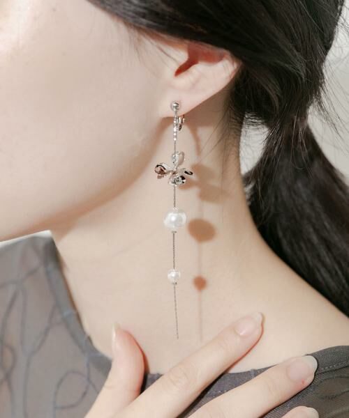 SMELLY / スメリー ピアス・イヤリング | メタルフラワーパールロングイヤリング | 詳細2