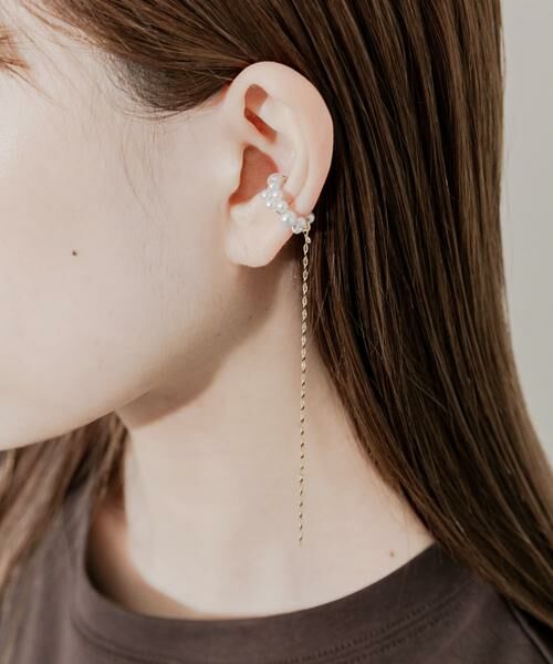 SMELLY / スメリー ピアス・イヤリング | ランダムパールチェーンイヤカフ | 詳細1