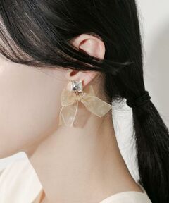 SMELLY / スメリー ピアス・イヤリング | スクエアビジューリボンイヤリング