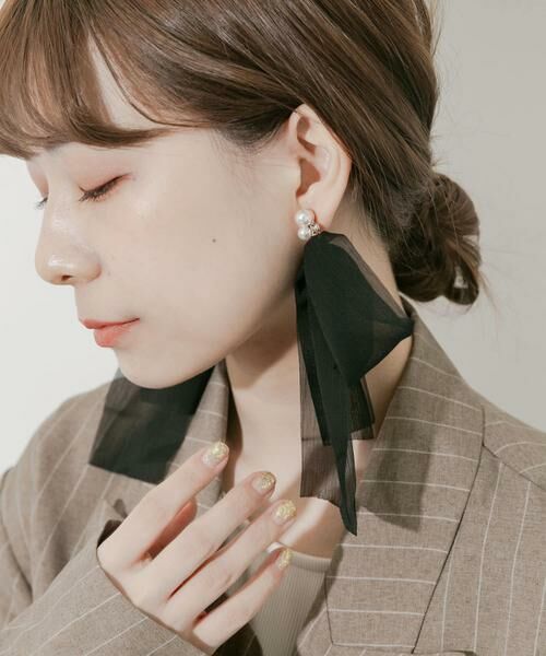 SMELLY / スメリー ピアス・イヤリング | シアーボリュームリボンイヤリング | 詳細1