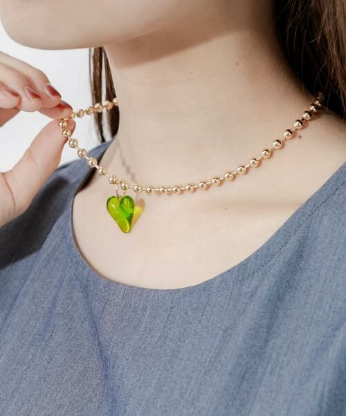 SMELLY / スメリー ネックレス・ペンダント・チョーカー | クリアハートボールチェーンネックレス | 詳細3