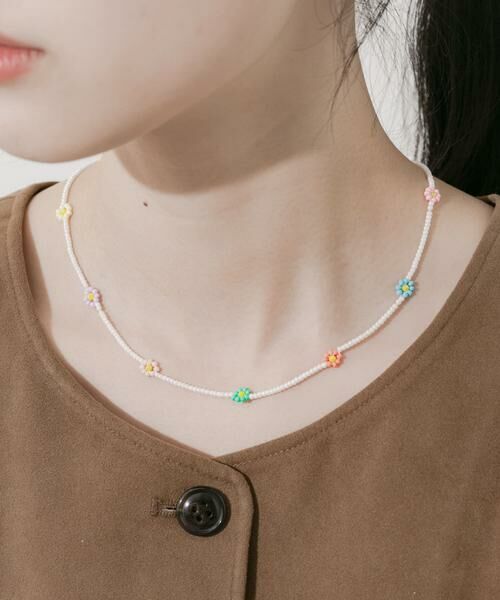 SMELLY / スメリー ネックレス・ペンダント・チョーカー | ステンレスフラワーモチーフビーズネックレス | 詳細1