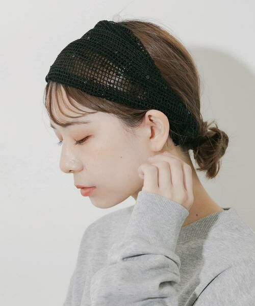 SMELLY/スメリー スパンコールメッシュヘアターバン ブラック - SMELLY/スメリー スパンコールメッシュヘアターバン ブラック -