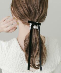 SMELLY / スメリー ヘアゴム・シュシュ | ビッグパールベロアリボンヘアゴム