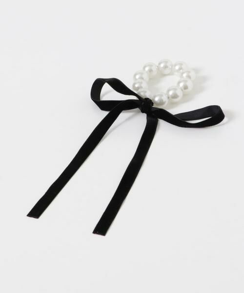 SMELLY / スメリー ヘアゴム・シュシュ | ビッグパールベロアリボンヘアゴム | 詳細3